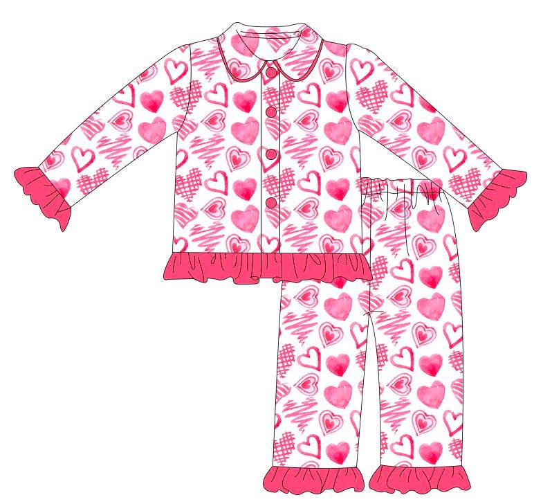 A 10-12-year-old Girl in Pink Pajamas Shows a Heart Sign with Her Hands  Against the Background of Nature. Stock Photo - Image of girl, person:  260526280